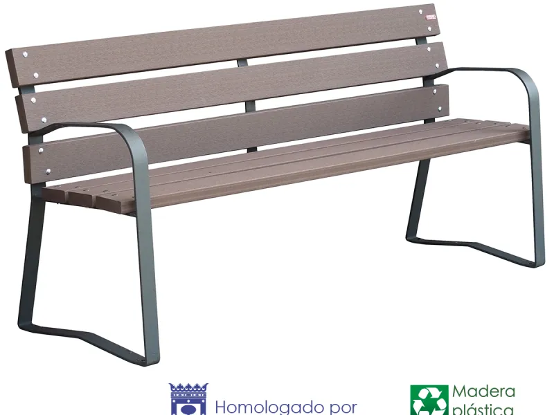 Banco mod. «Postdan» de madera plástica reciclada WPC de 1,80 m