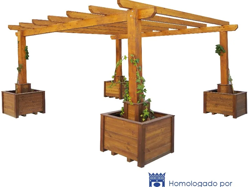 Pérgola Royal con jardineras - abeto 6x6 M