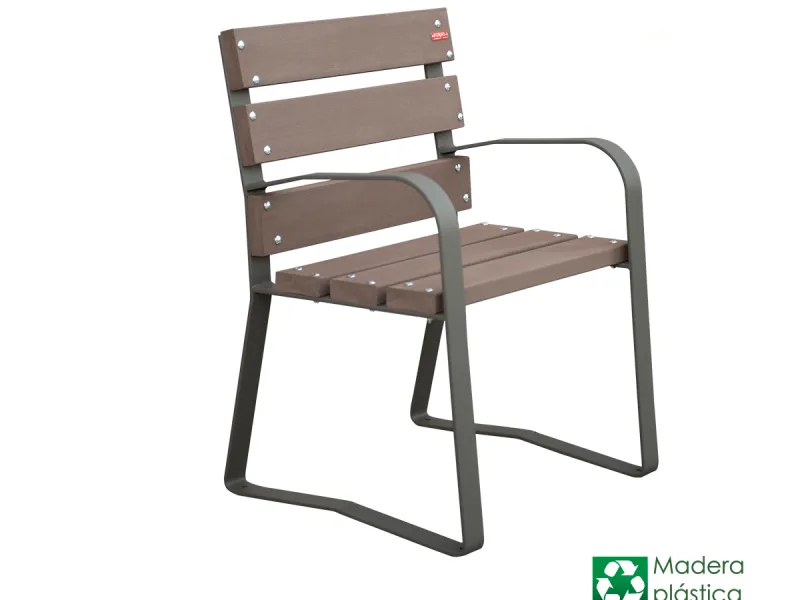 Banco mod. «Postdan» de madera plástica reciclada WPC de 0,60 m