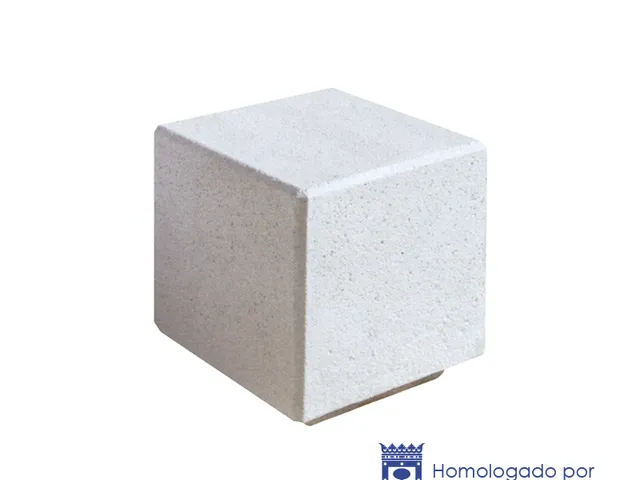Banco modelo Cube prefabricado de hormigón acabado blanco/gris liso 500x500x500 mm