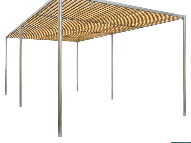 Pérgola de acero galvanizado - madera técnica 3x3 M